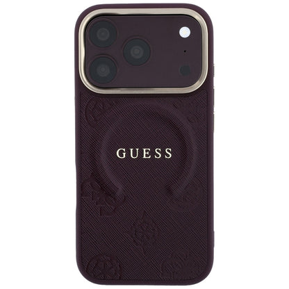 Guess Saffiano Peony &amp; Ring MagSafe case for iPhone 17 Pro / 18 Pro - burgundy_2