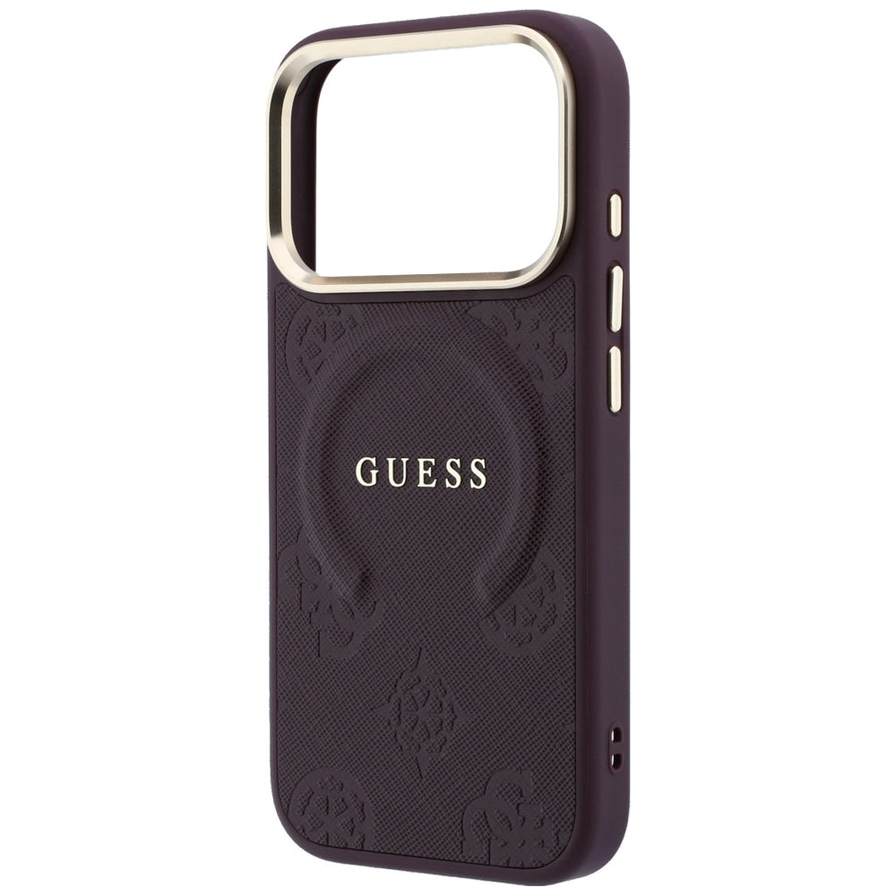 Guess Saffiano Peony &amp; Ring MagSafe case for iPhone 17 Pro / 18 Pro - burgundy_5