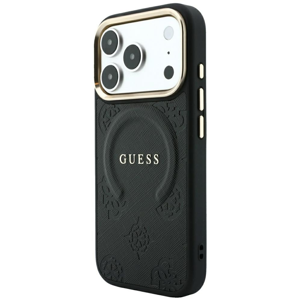Guess Saffiano Peony &amp; Ring MagSafe case for iPhone 17 Pro / 18 Pro - black_1