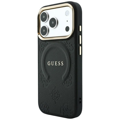 Guess Saffiano Peony &amp; Ring MagSafe case for iPhone 17 Pro / 18 Pro - black_1