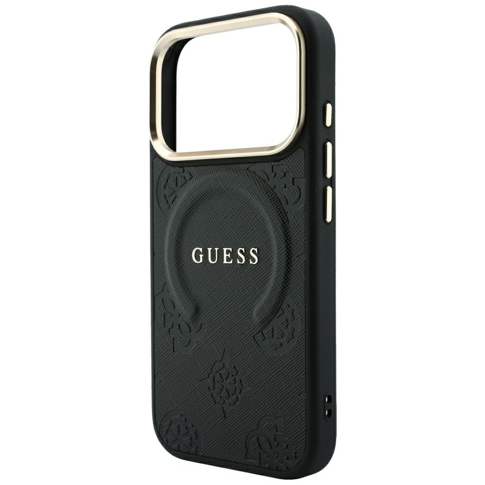 Guess Saffiano Peony &amp; Ring MagSafe case for iPhone 17 Pro / 18 Pro - black_5