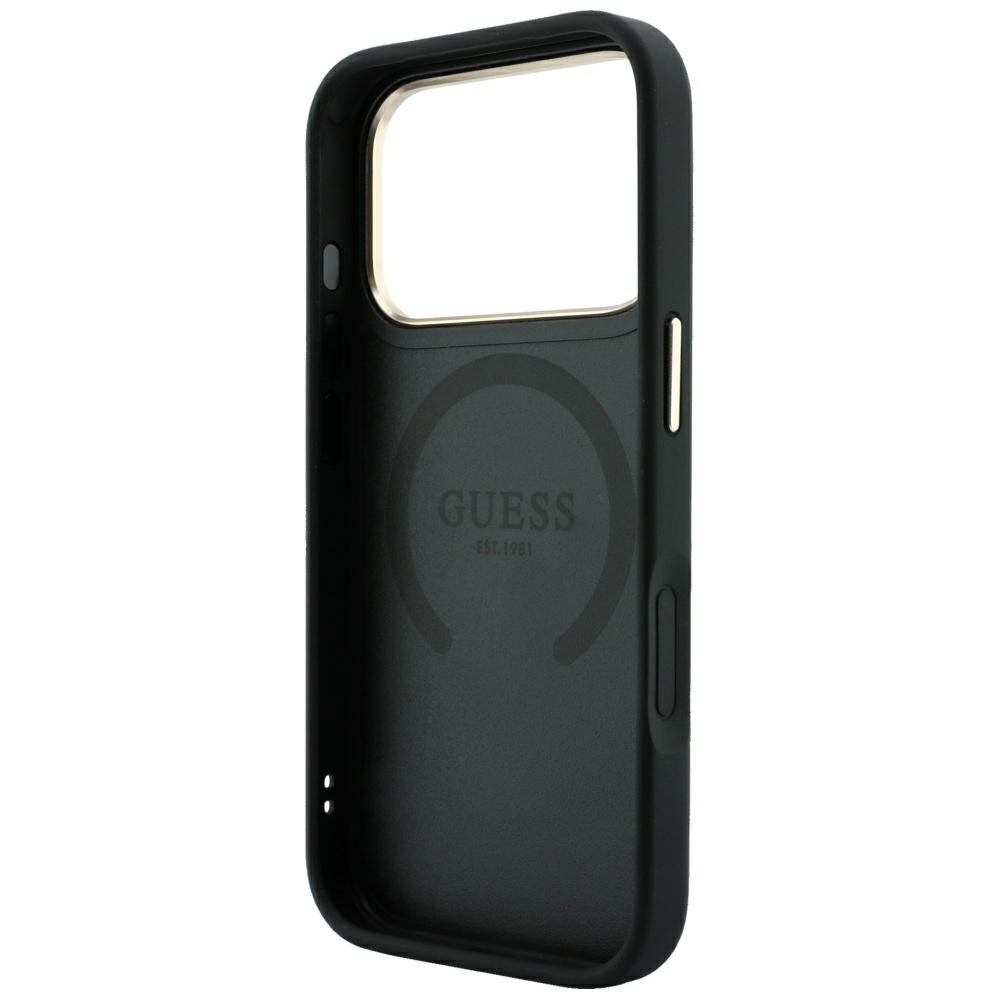 Guess Saffiano Peony &amp; Ring MagSafe case for iPhone 17 Pro / 18 Pro - black_6