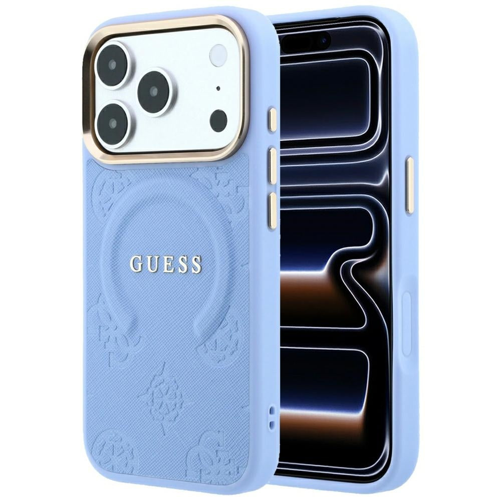 Guess Saffiano Peony &amp; Ring MagSafe case for iPhone 17 Pro / 18 Pro - light blue_0