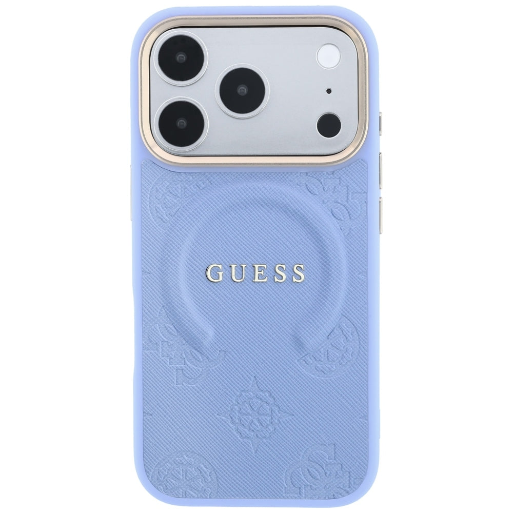 Guess Saffiano Peony &amp; Ring MagSafe case for iPhone 17 Pro / 18 Pro - light blue_2