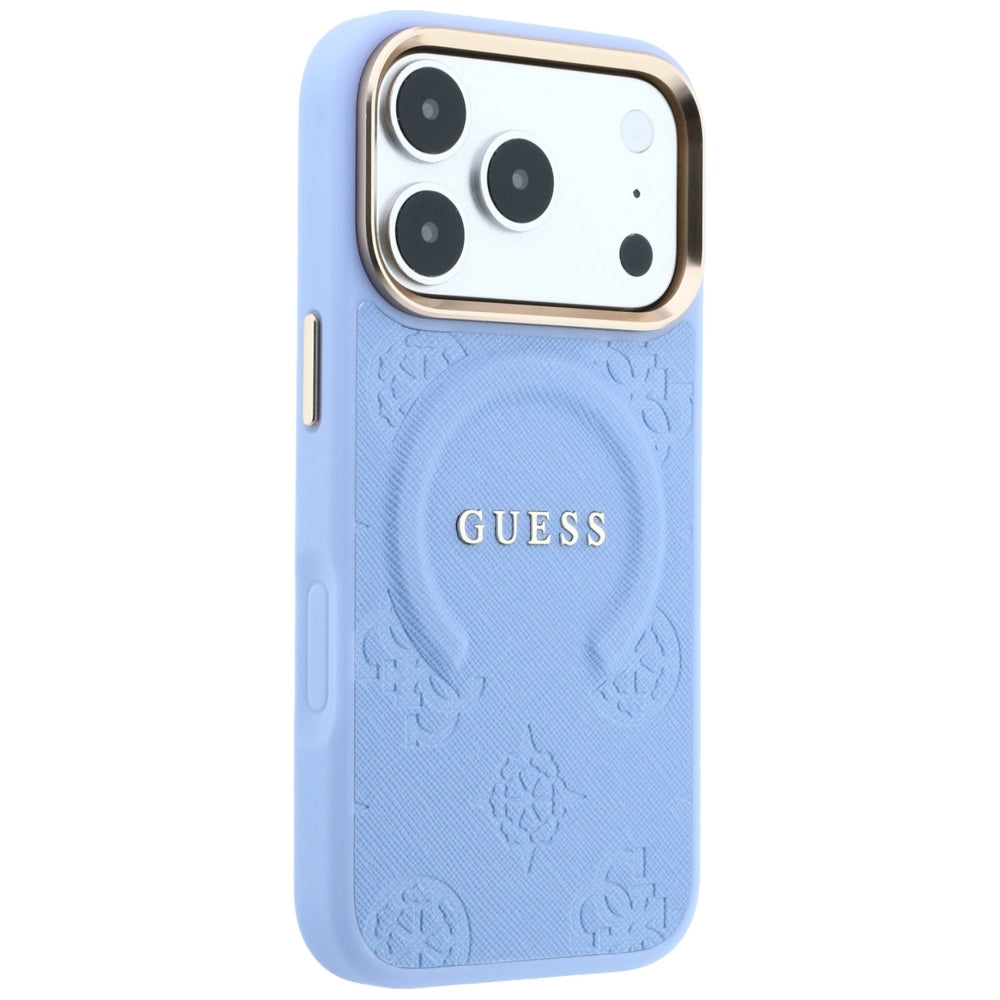 Guess Saffiano Peony &amp; Ring MagSafe case for iPhone 17 Pro / 18 Pro - light blue_3