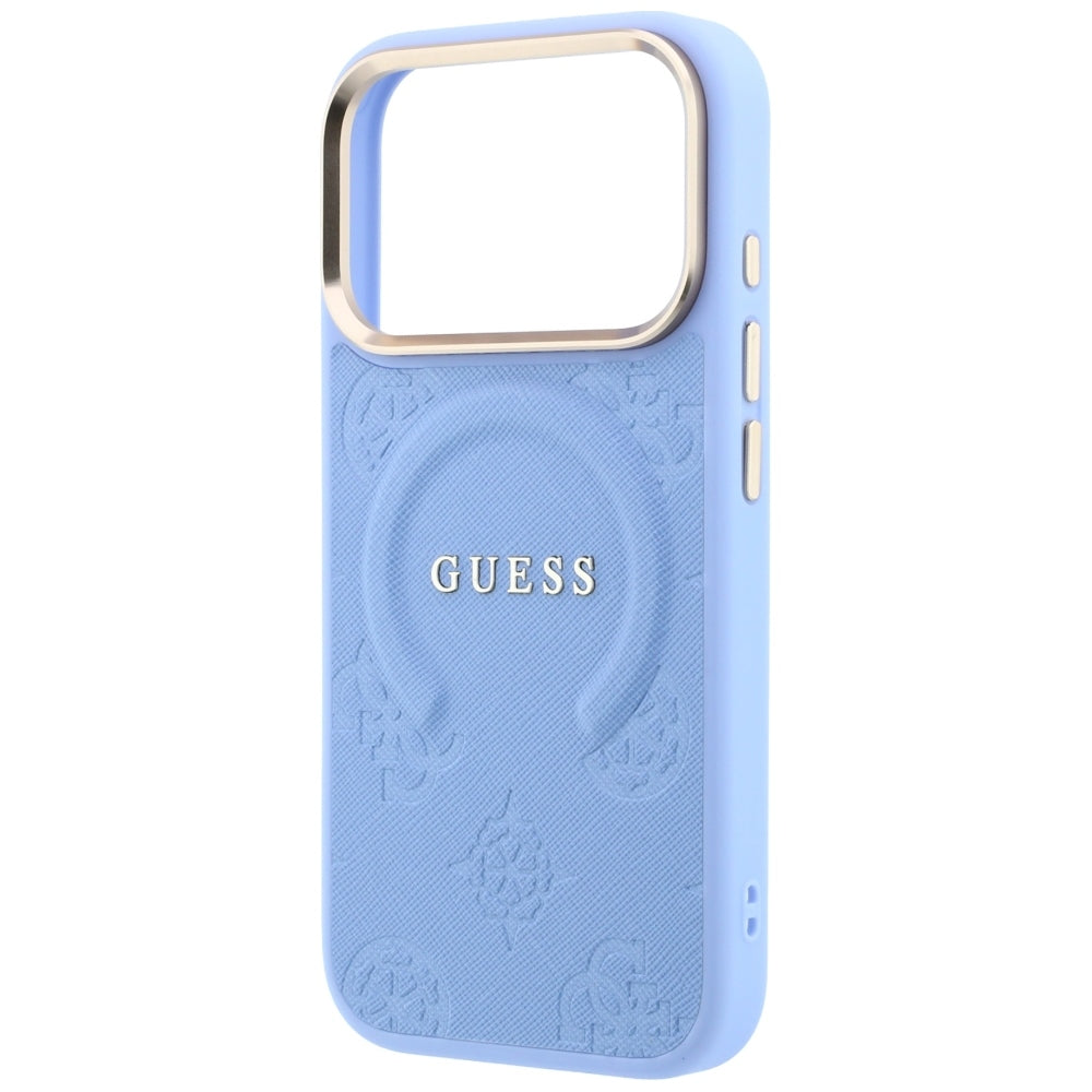 Guess Saffiano Peony &amp; Ring MagSafe case for iPhone 17 Pro / 18 Pro - light blue_5
