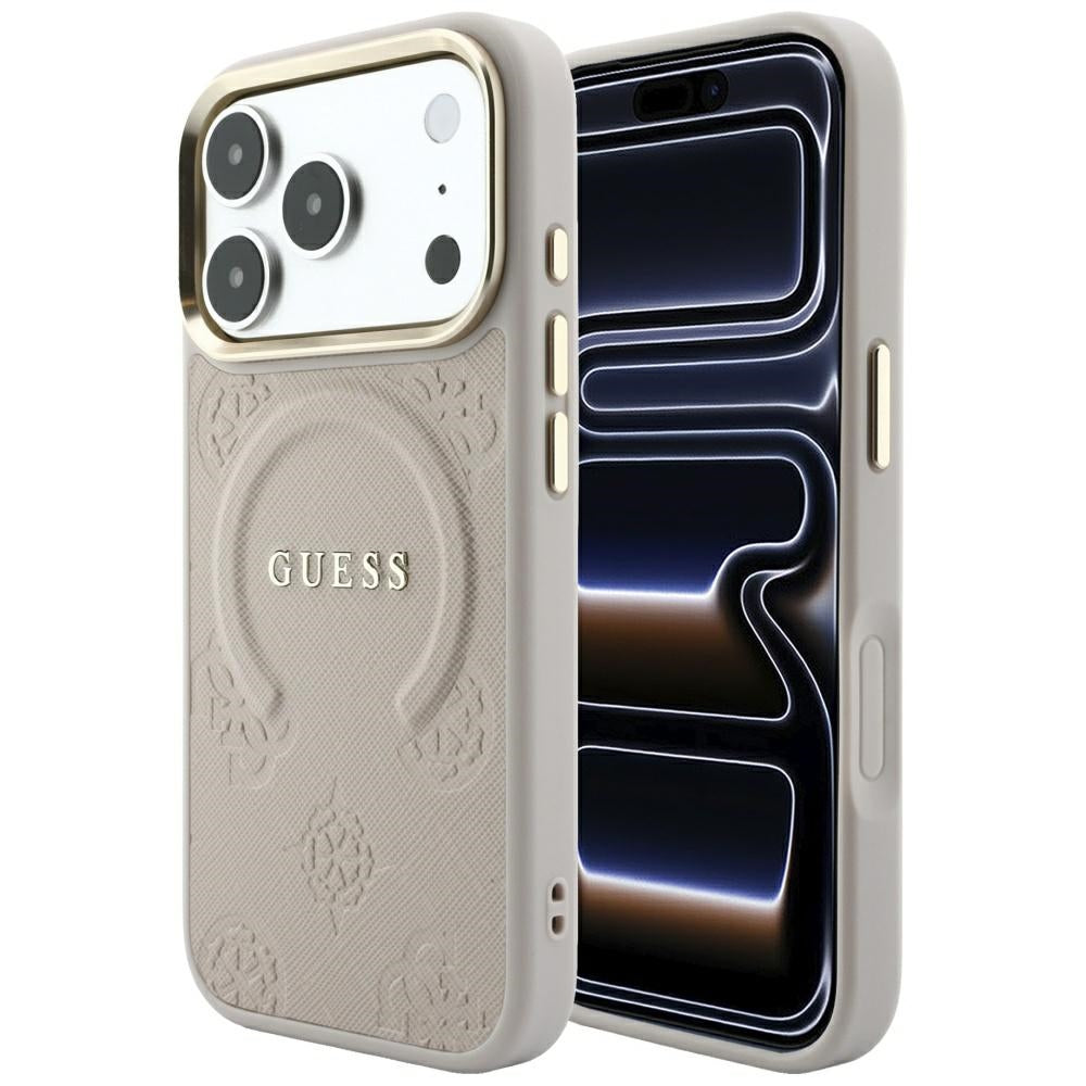 Guess Saffiano Peony &amp; Ring MagSafe case for iPhone 17 Pro / 18 Pro - pink_0
