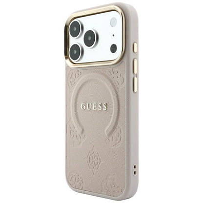 Guess Saffiano Peony &amp; Ring MagSafe case for iPhone 17 Pro / 18 Pro - pink_1