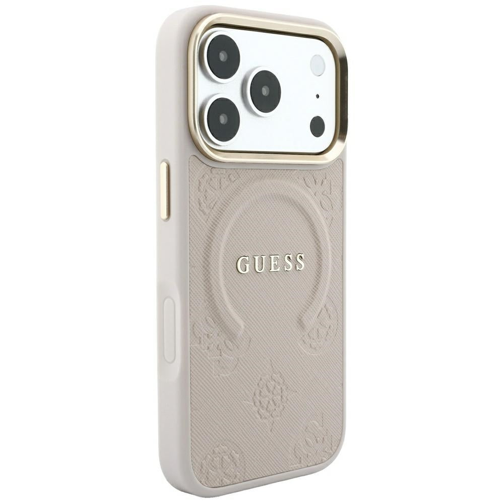 Guess Saffiano Peony &amp; Ring MagSafe case for iPhone 17 Pro / 18 Pro - pink_3