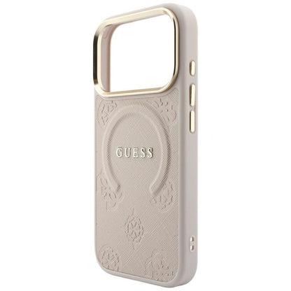 Guess Saffiano Peony &amp; Ring MagSafe case for iPhone 17 Pro / 18 Pro - pink_5