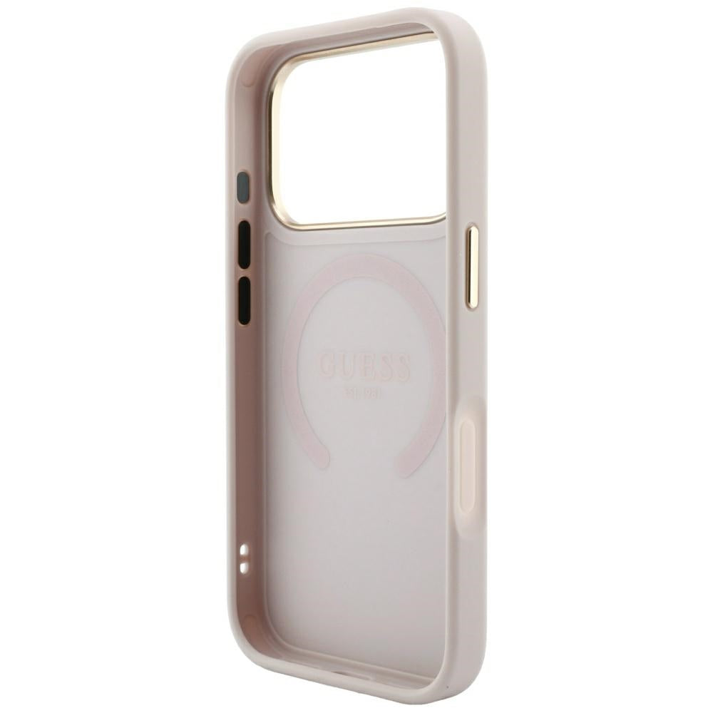 Guess Saffiano Peony &amp; Ring MagSafe case for iPhone 17 Pro / 18 Pro - pink_6