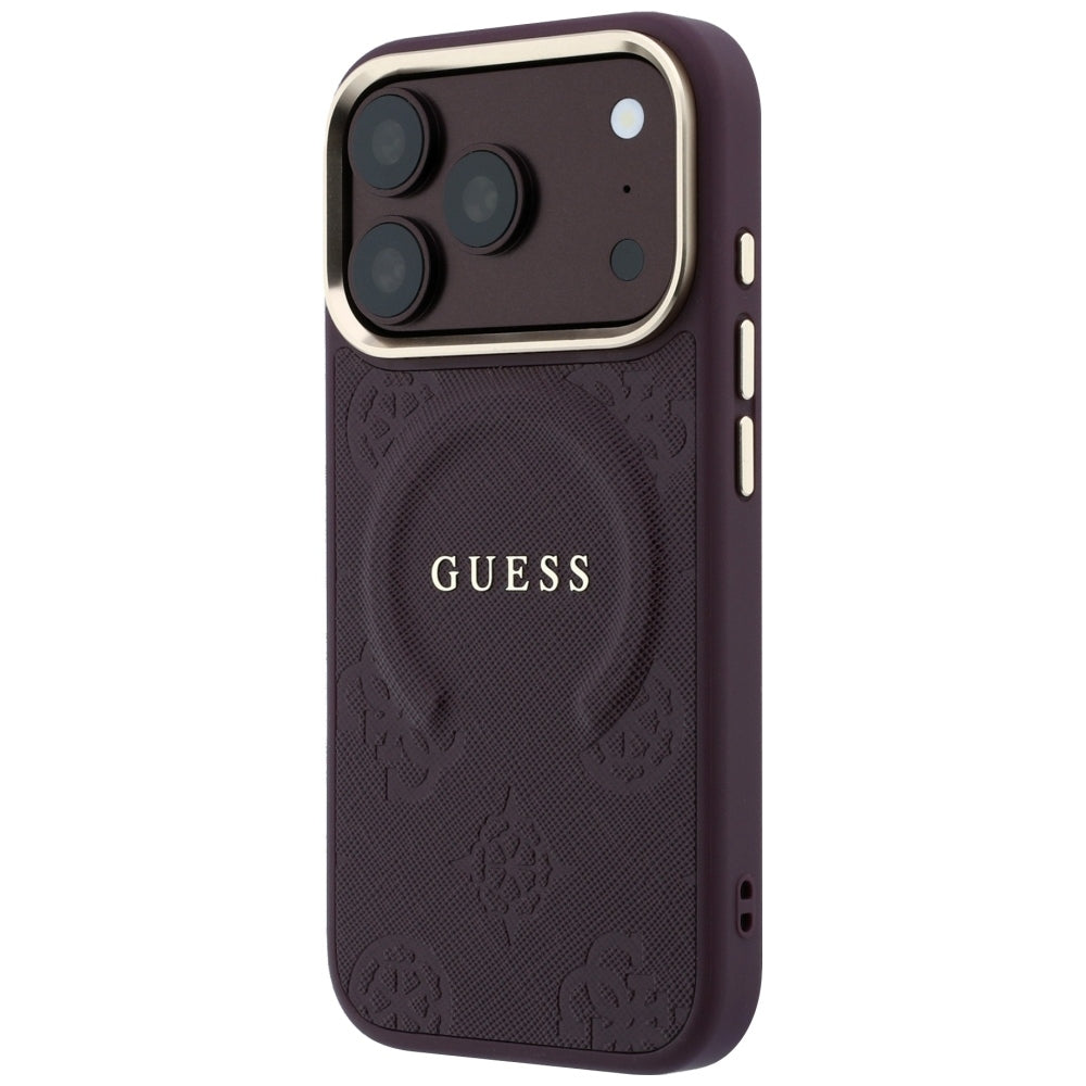 Guess Saffiano Peony &amp; Ring MagSafe case for iPhone 17 Pro Max / 18 Pro Max - burgundy_1