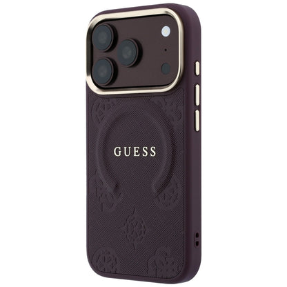 Guess Saffiano Peony &amp; Ring MagSafe case for iPhone 17 Pro Max / 18 Pro Max - burgundy_1