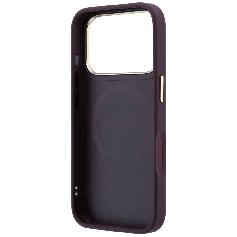 Guess Saffiano Peony &amp; Ring MagSafe case for iPhone 17 Pro Max / 18 Pro Max - burgundy_6