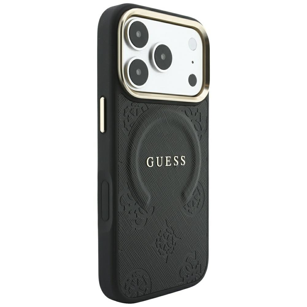 Guess Saffiano Peony &amp; Ring MagSafe Case for iPhone 17 Pro Max / 18 Pro Max - Black_3