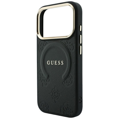 Guess Saffiano Peony &amp; Ring MagSafe Case for iPhone 17 Pro Max / 18 Pro Max - Black_5