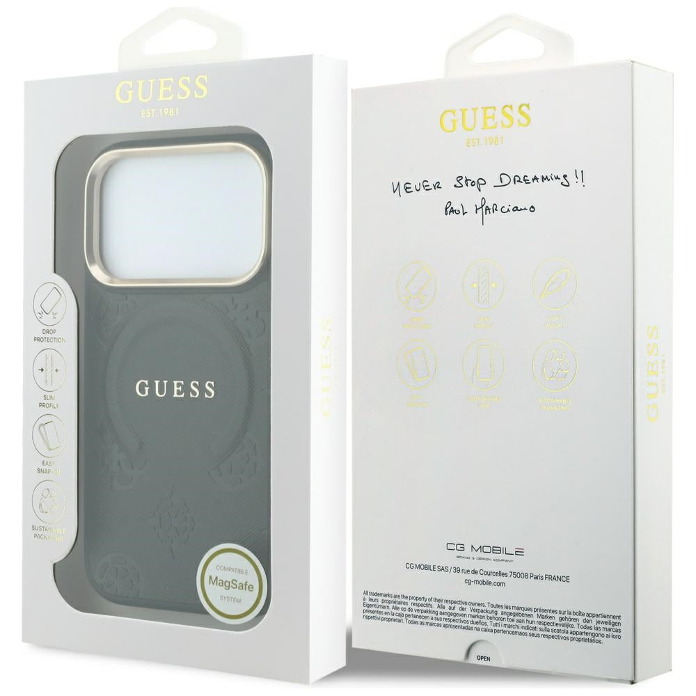 Guess Saffiano Peony &amp; Ring MagSafe Case for iPhone 17 Pro Max / 18 Pro Max - Black_7