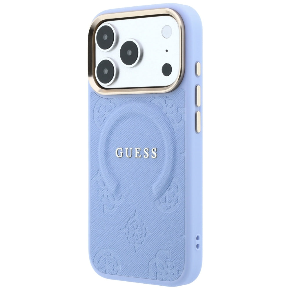 Guess Saffiano Peony &amp; Ring MagSafe case for iPhone 17 Pro Max / 18 Pro Max - light blue_1