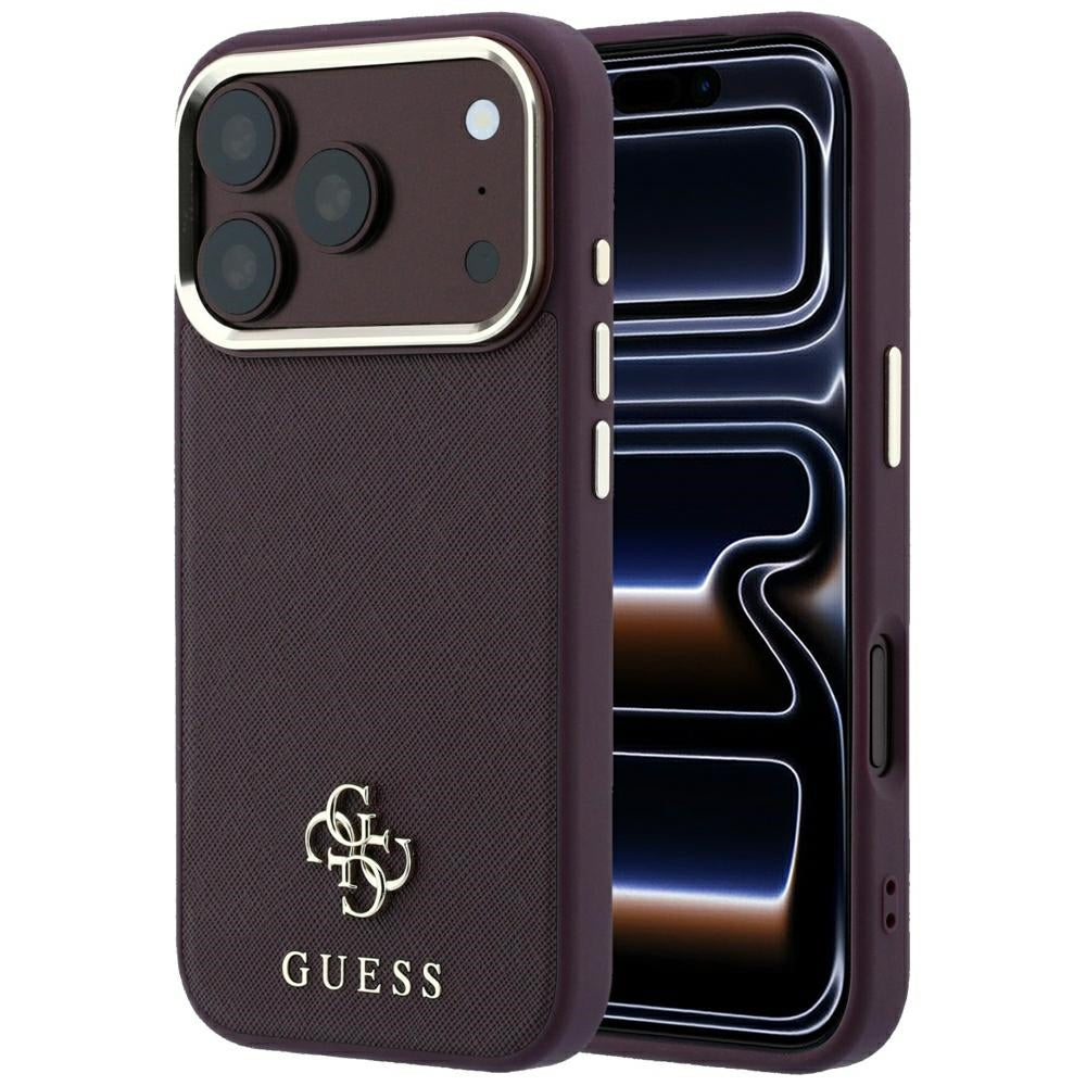 Guess Saffiano Small 4G &amp; Classic Logo MagSafe Case for iPhone 18 Pro / 17 Pro - Burgundy_0