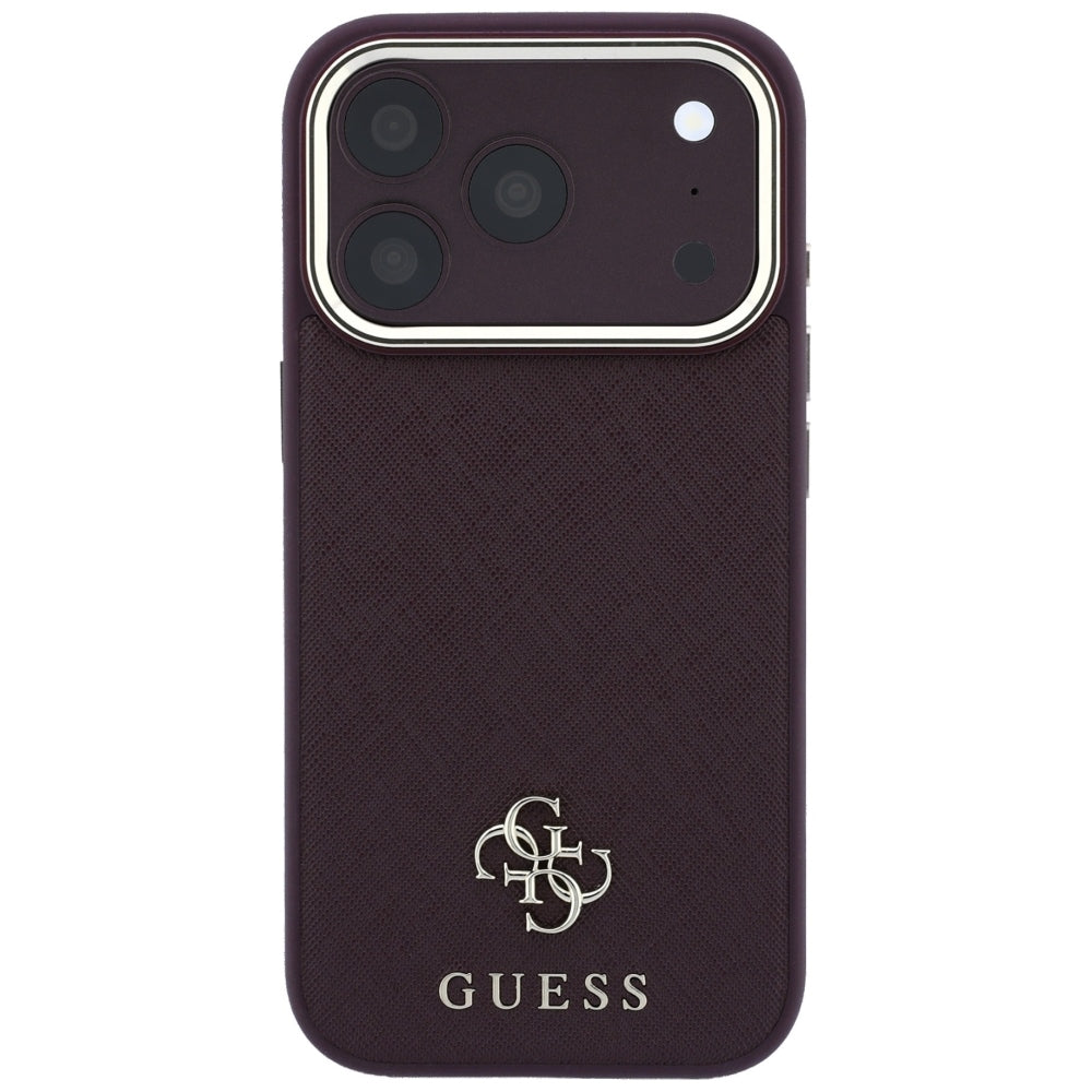 Guess Saffiano Small 4G &amp; Classic Logo MagSafe Case for iPhone 18 Pro / 17 Pro - Burgundy_2
