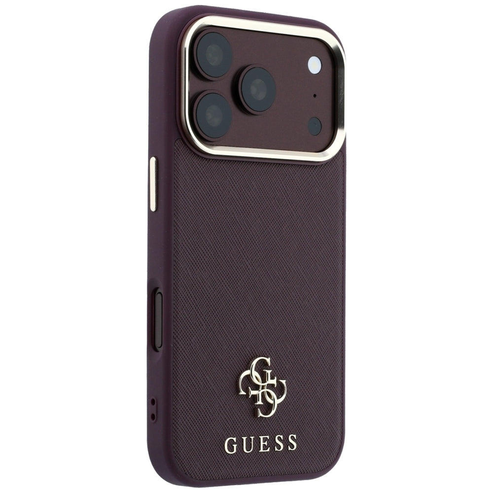 Guess Saffiano Small 4G &amp; Classic Logo MagSafe Case for iPhone 18 Pro / 17 Pro - Burgundy_3