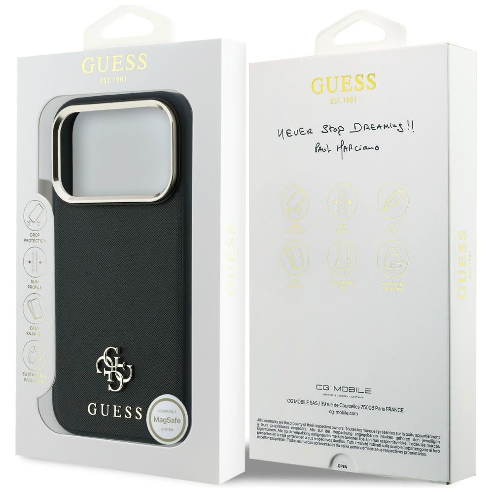 Guess Saffiano Small 4G &amp; Classic Logo MagSafe Case for iPhone 17 Pro Max / 18 Pro Max - Black_7