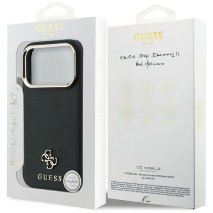Guess Saffiano Small 4G &amp; Classic Logo MagSafe Case for iPhone 17 Pro Max / 18 Pro Max - Black_7