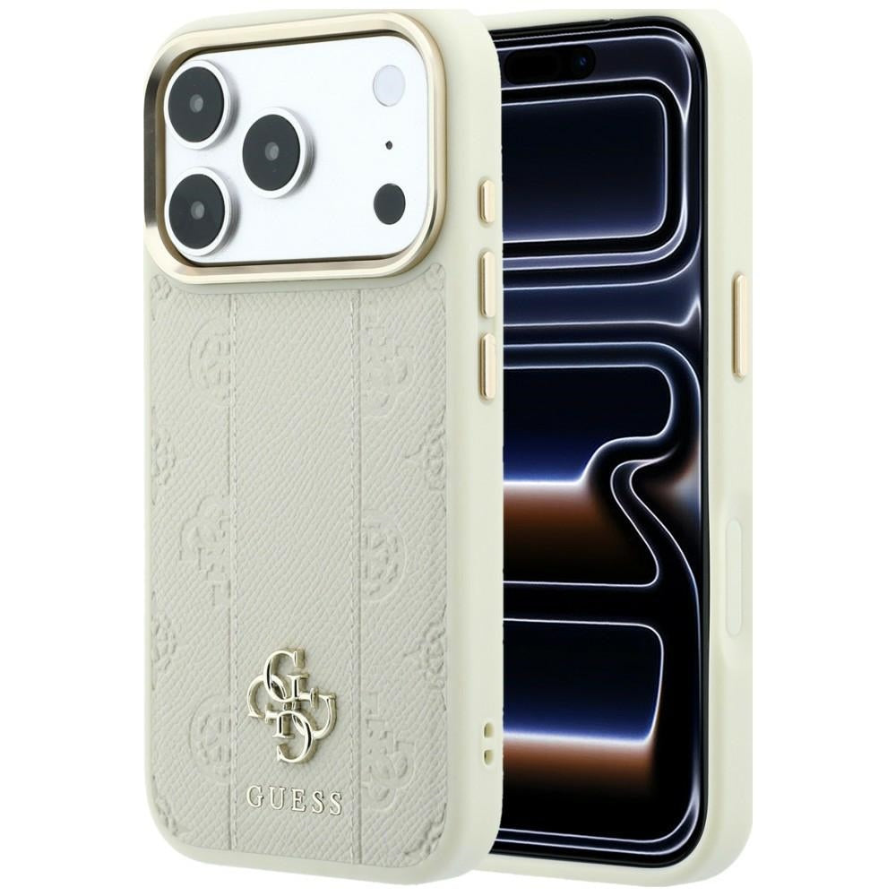 Guess Stripe Peony 4G Logo MagSafe Case for iPhone 18 Pro / 17 Pro - Beige_0