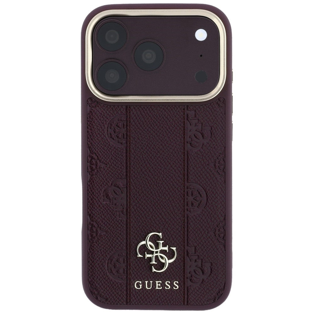Guess Stripe Peony 4G Logo MagSafe Case for iPhone 18 Pro / 17 Pro - Burgundy_2