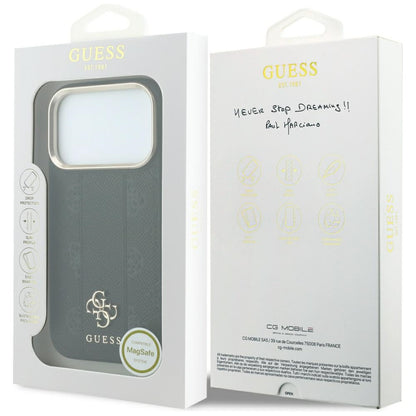 Guess Stripe Peony 4G Logo MagSafe Case for iPhone 17 Pro / 18 Pro - Black_7