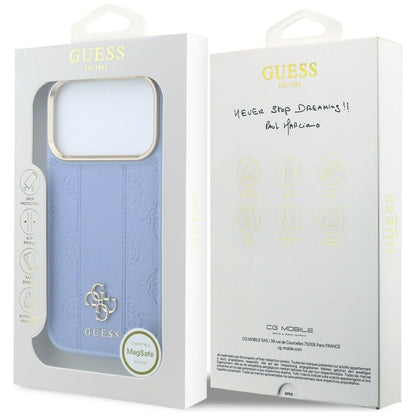 Guess Stripe Peony 4G Logo MagSafe Case for iPhone 18 Pro / 17 Pro - Light Blue_6