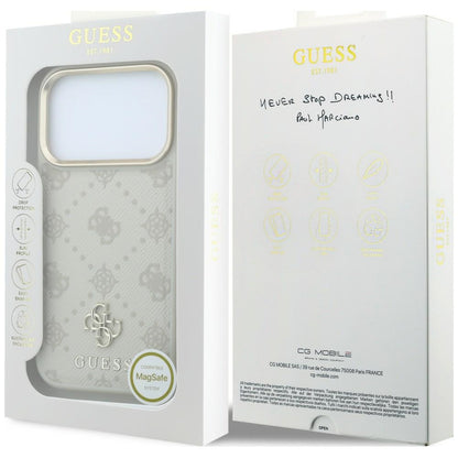 Guess Stripe Peony 4G Logo MagSafe Case for iPhone 18 Pro Max / 17 Pro Max - Beige_7
