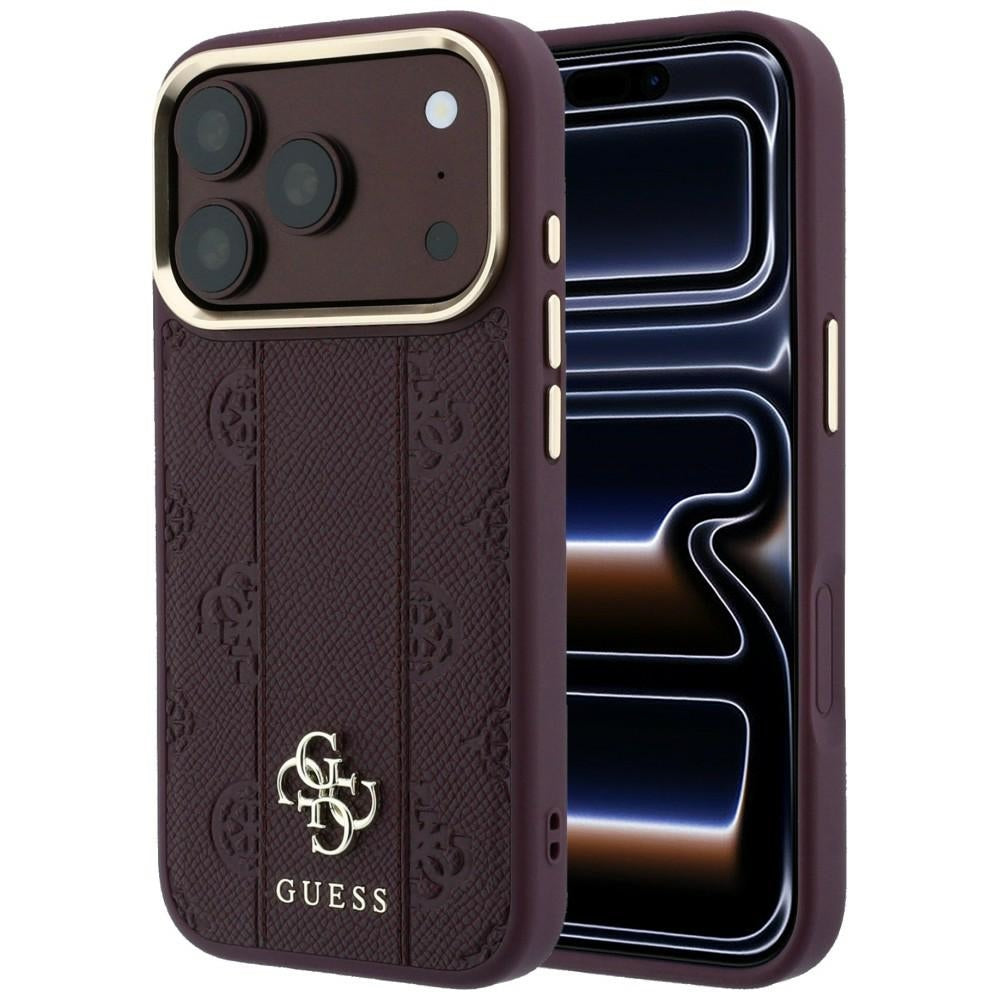 Guess Stripe Peony 4G Logo MagSafe Case for iPhone 18 Pro Max / 17 Pro Max - Burgundy_0