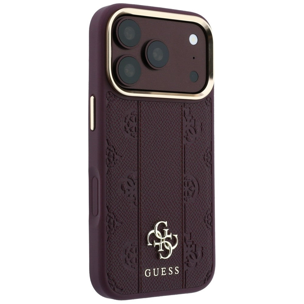Guess Stripe Peony 4G Logo MagSafe Case for iPhone 18 Pro Max / 17 Pro Max - Burgundy_3