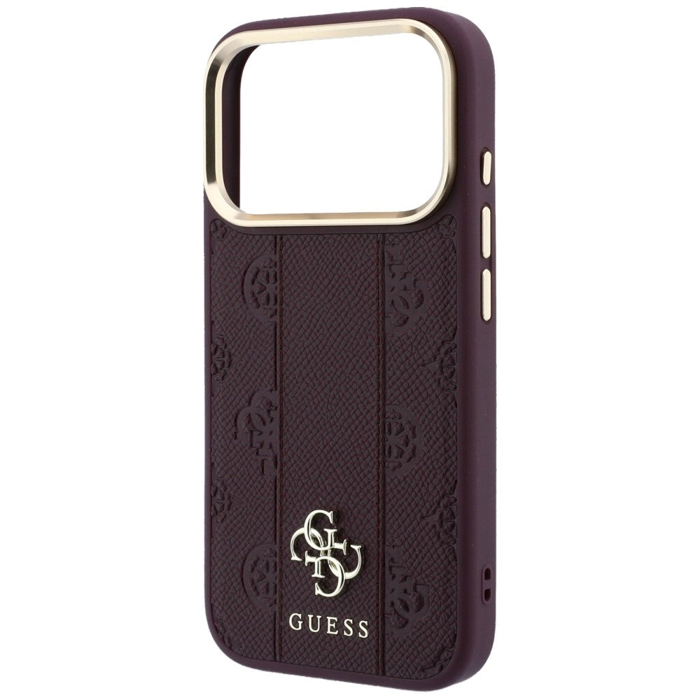 Guess Stripe Peony 4G Logo MagSafe Case for iPhone 18 Pro Max / 17 Pro Max - Burgundy_5