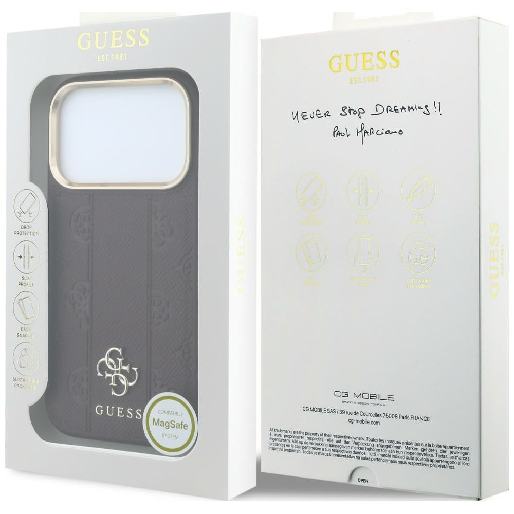 Guess Stripe Peony 4G Logo MagSafe Case for iPhone 18 Pro Max / 17 Pro Max - Burgundy_7