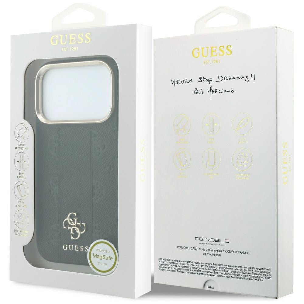 Guess Stripe Peony 4G Logo MagSafe Case for iPhone 17 Pro Max / 18 Pro Max - Black_7