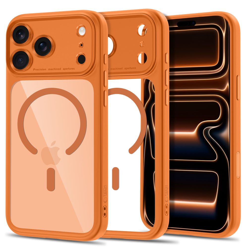Tech-Protect MagPeak MagSafe CC Case for iPhone 18 Pro / 17 Pro - Transparent Orange_0
