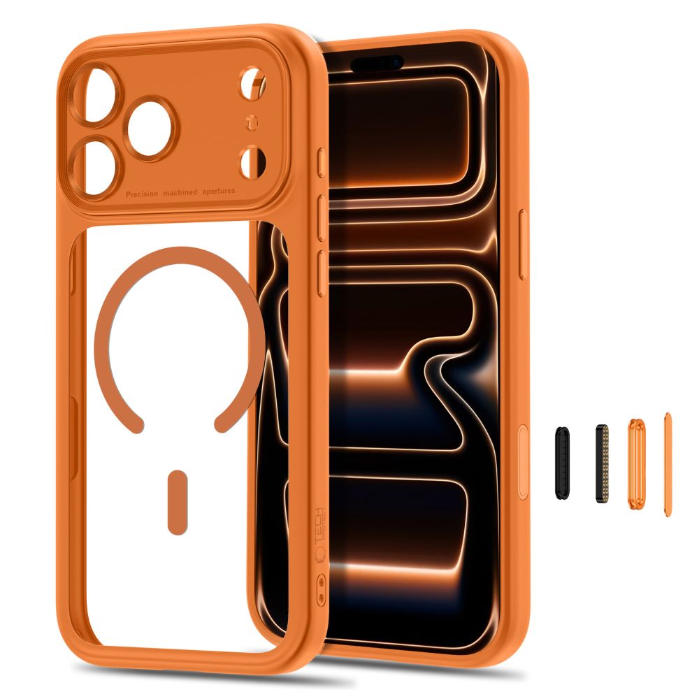 Tech-Protect MagPeak MagSafe CC Case for iPhone 18 Pro / 17 Pro - Transparent Orange_1
