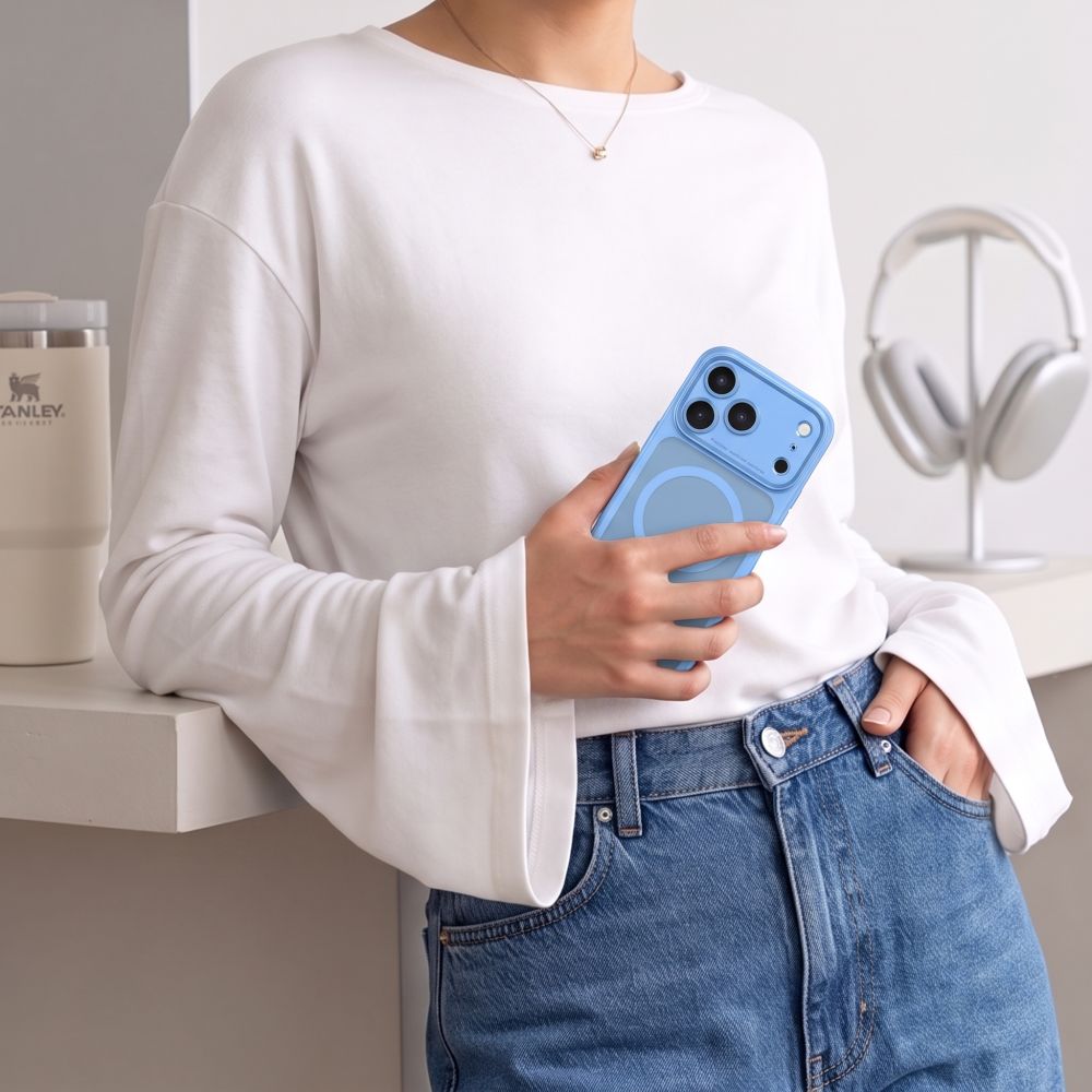 Tech-Protect MagPeak MagSafe CC Case for iPhone 18 Pro / 17 Pro - Light Blue Matte_7