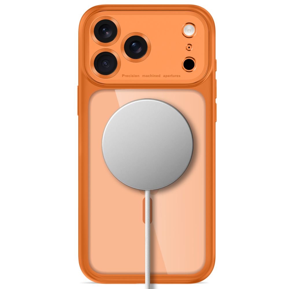 Tech-Protect MagPeak MagSafe CC Case for iPhone 18 Pro Max / 17 Pro Max - Transparent Orange_3