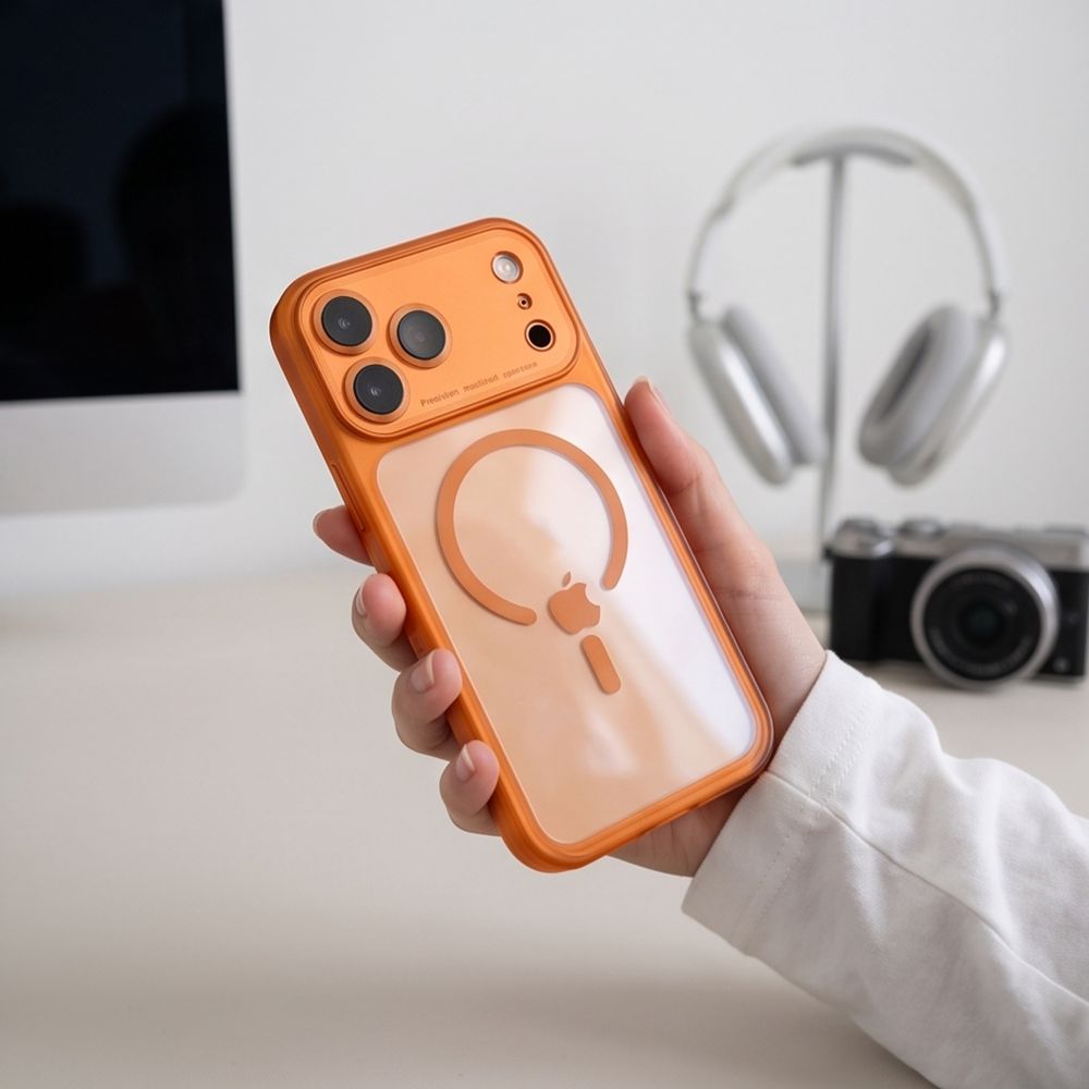 Tech-Protect MagPeak MagSafe CC Case for iPhone 18 Pro Max / 17 Pro Max - Transparent Orange_5