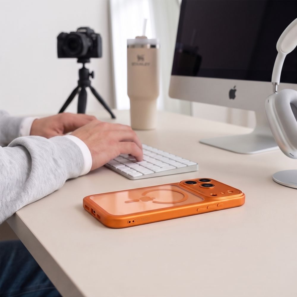 Tech-Protect MagPeak MagSafe CC Case for iPhone 18 Pro Max / 17 Pro Max - Transparent Orange_8