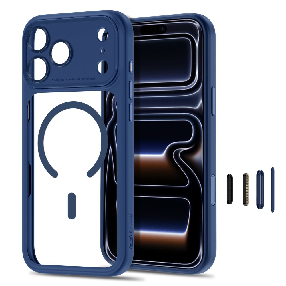 Tech-Protect MagPeak MagSafe CC Case for iPhone 18 Pro Max / 17 Pro Max - Clear Navy Blue_1