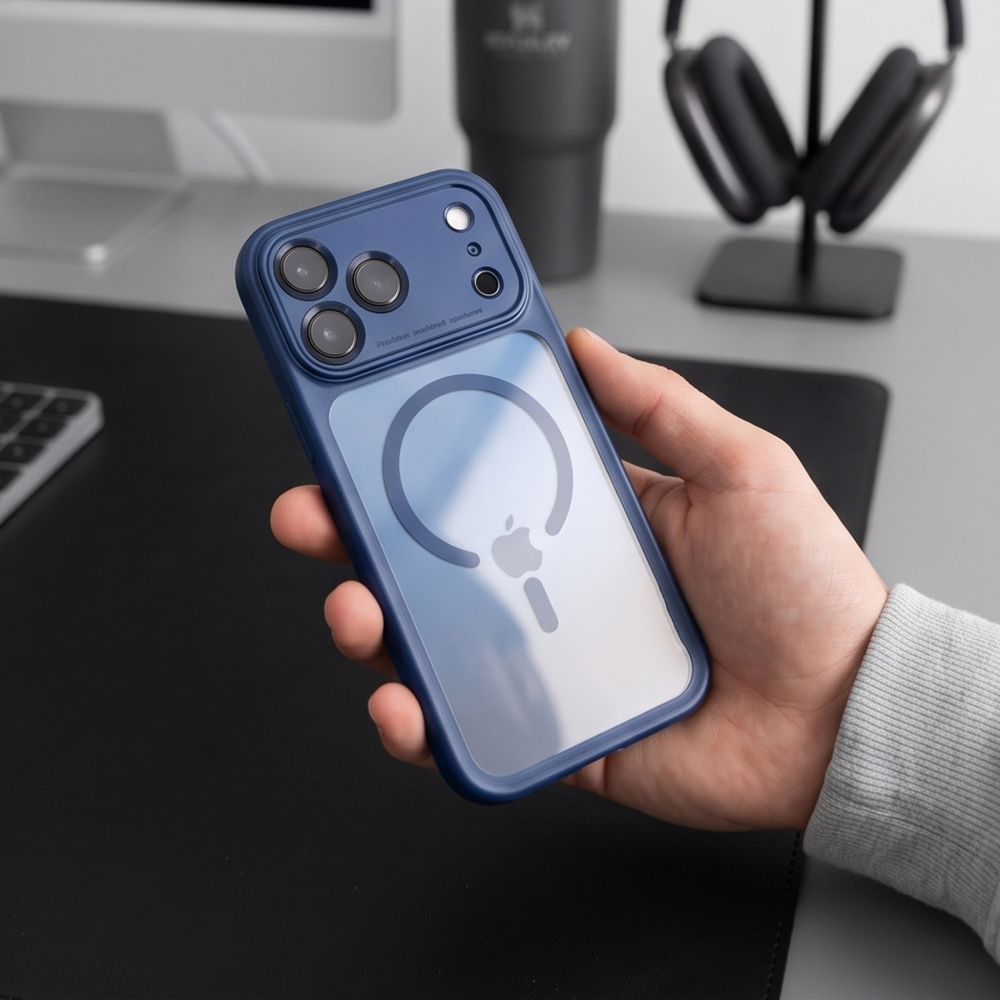 Tech-Protect MagPeak MagSafe CC Case for iPhone 18 Pro Max / 17 Pro Max - Clear Navy Blue_5