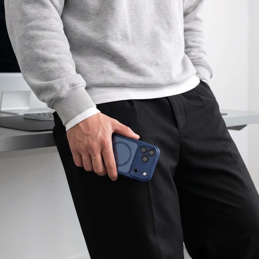 Tech-Protect MagPeak MagSafe CC Case for iPhone 18 Pro Max / 17 Pro Max - Clear Navy Blue_6