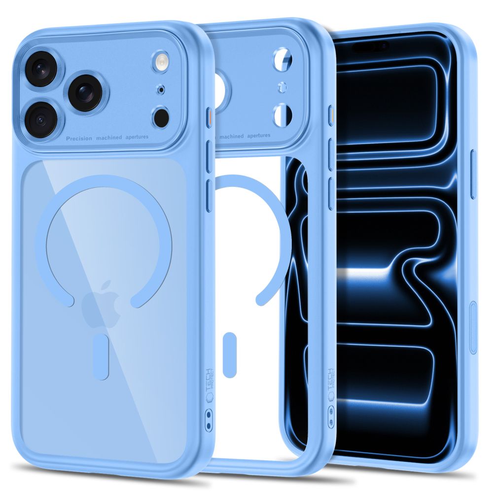 Tech-Protect MagPeak MagSafe CC Case for iPhone 18 Pro Max / 17 Pro Max - Clear Blue_0