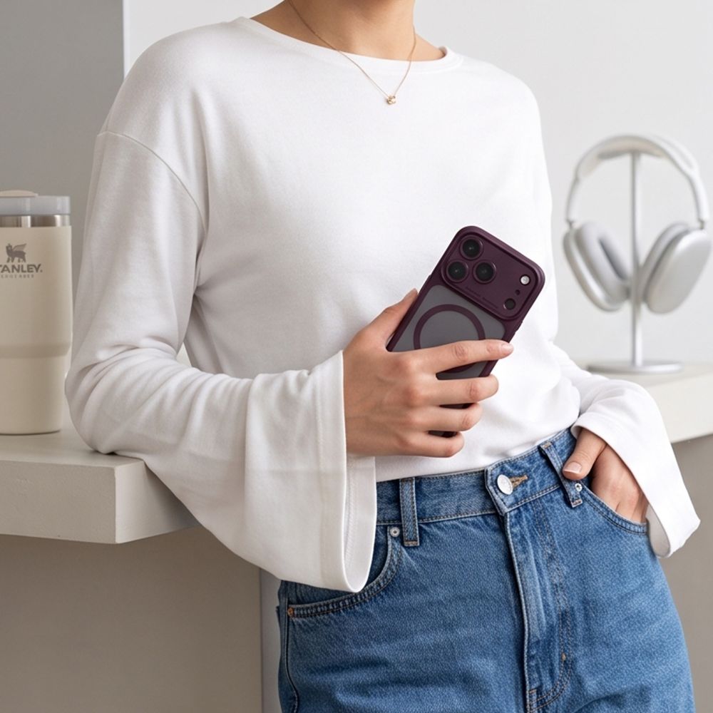 Tech-Protect MagPeak MagSafe CC Case for iPhone 18 Pro Max / 17 Pro Max - Dark Cherry Matte_7