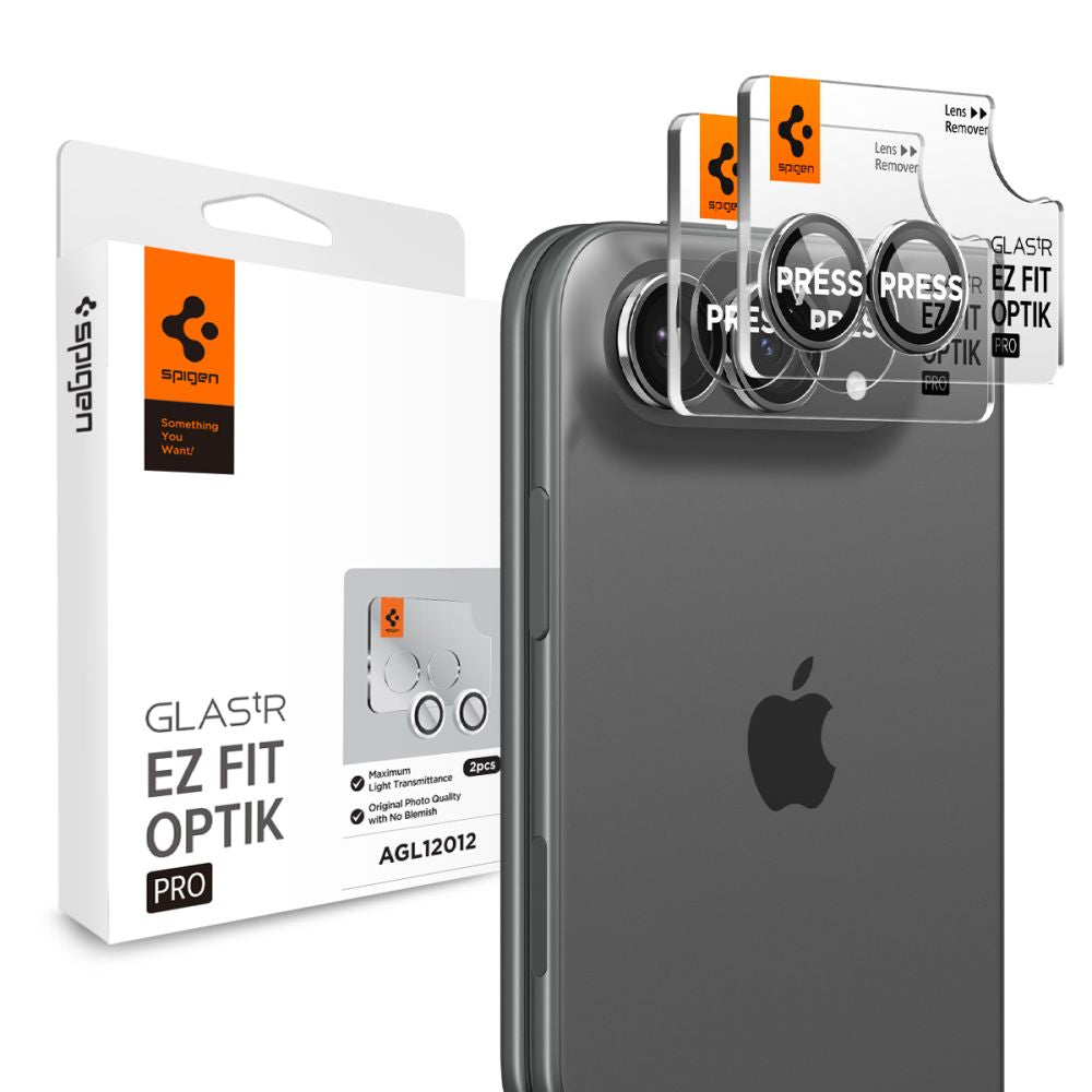 Spigen Optik Pro GLAS.TR EZ FIT 2-Pack Tempered Glass Camera Screen Protector for iPhone Duo - White_0