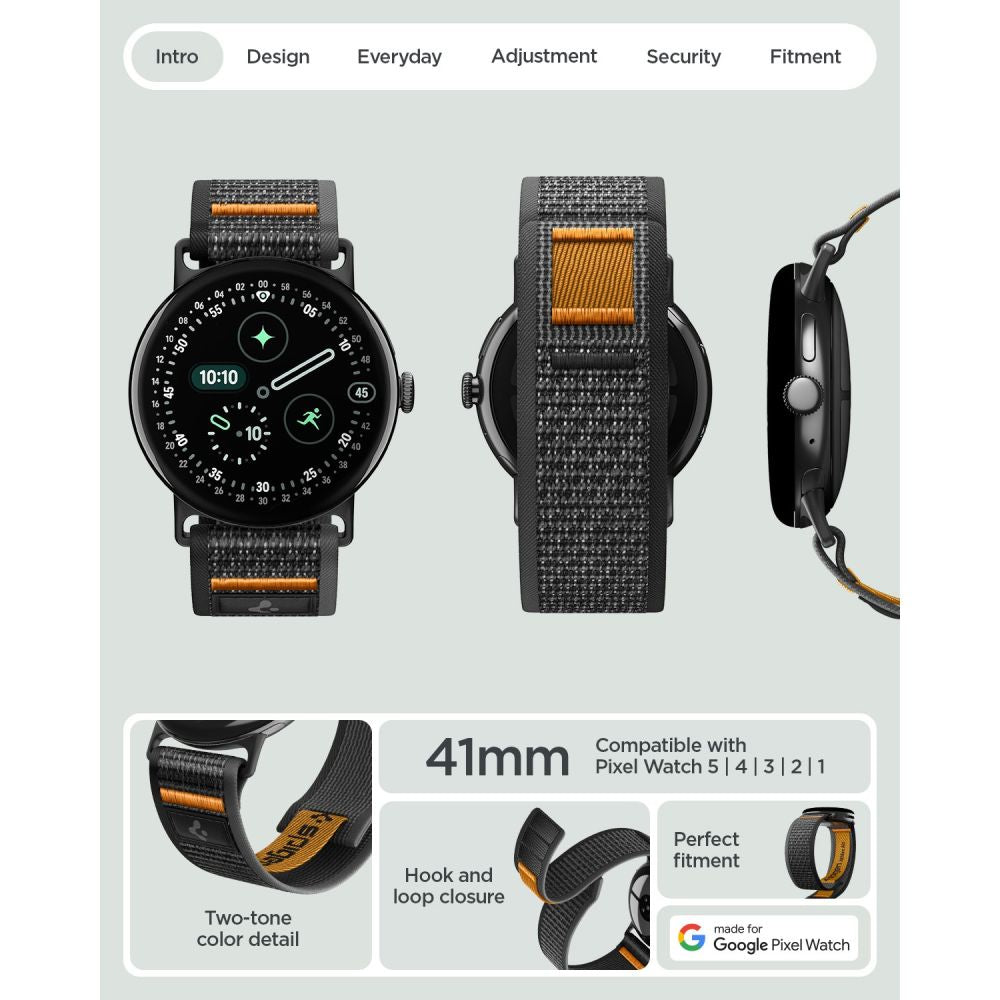 Pasek Spigen Athlex Air na Google Pixel Watch 41 mm - czarno-pomarańczowy_5